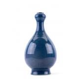 Chinese Garlic Bulb Blue Mottled Vase