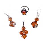 Sterling and Amber Vintage Jewelry