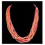 Dyed Coral Pink Bead Necklace