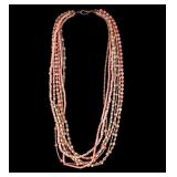 Pink Coral 7 Strand Beaded Necklace