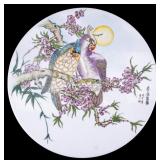 Chinese Porcelain Plaque, Parrot Motif