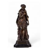 Henry Dumaige (19th C) Bronze, Lady w/ Dagger