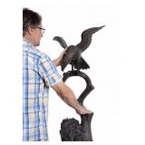 Japanese Large Bronze Eagle on Branch (3 Pc.)