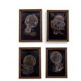 Yves Beaugard 24K Gold Sterling Etchings (4 Pc.)