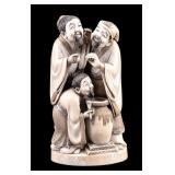 Japanese Carved Okimono, 3 Sake Tasters