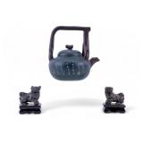 Carved Stone Foo Dogs (2), Yixing Teapot