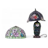 Stained Glass Lamp & 2 Stained Glass Dome Shades