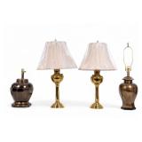 2 Pairs of Brass Lamps
