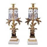 French Empire Candlesticks (2) Bronze Marble