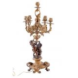 Large French Rococo Bronze Candelabra, Putti Base