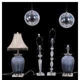 MCM / Lucite Lamps (4) + 2 Disco Balls