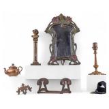 Art Nouveau Mirror, Art Deco Lamp, and Other Decor