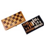 Carved Natural Material Asian Chess Set in Case
