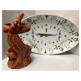 Alligator Limoges Platter, Alligator Bottle Stand