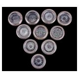 Sterling Silver and Glass Coasters (10)
