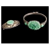Early Silver Jade Bracelet and Pin