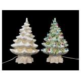 Vintage Ceramic Lighted Christmas Tree Lamps (2)