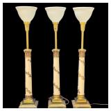 Stiffel Column Lamps w/ Classical Motifs (3)