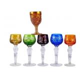 Colored Etched Glass Cordials +