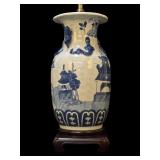Antique Chinese Blue & White Lizard Vase
