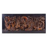 Chinese Wood Carved Battle Scene Panel