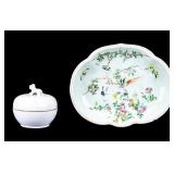 Chinese Export Celadon Dish & Porcelain Box