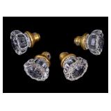 Vintage Pressed Glass + Brass Doorknobs (4)