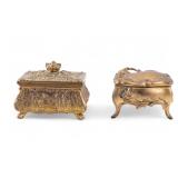 2 Antique Brass Jewel Caskets