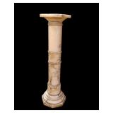 Veined White / Gray Marble Pedestal Plant Stand