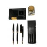 Montblanc Meisterstuck 3 Pen Set, Inkwell + Stand