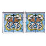 Slag Glass Mosiac Window Panels (2)