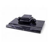 Vintage Black Marble Inkwell
