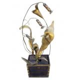 20th C. Art Brass Sculpture, Flowers