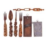 Early Carved Utensils Mandolin Cookie Mold