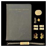 Military Insignia, Book, and WW1 Naval Dog Tag