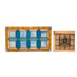19th C Leaded Glass and Slag Glass Window Panels
