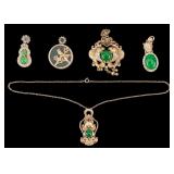 Green Hardstone Pendants (4)