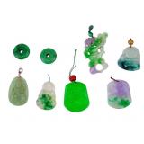 Green Hardstone Carved Medallions / Pendants