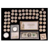 Silver Dollars, Susan B. Anthony, $2 Bill