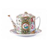 Chinese Famille Rose Porcelain Plate & Teapot