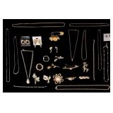 Vintage Gold Tone Jewelry, Brooches, Pins