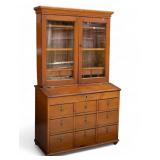 19th C 9-Drawer Apothecary Secretary Desk