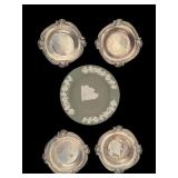 Camusso Sterling Dishes (4) + Wedgwood Ashtray