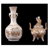 Antique Jap. Satsuma Figural Censer & Vase