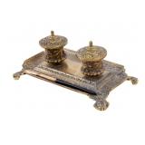 Peerage Brass Double Inkwell w/ Fountain Pen