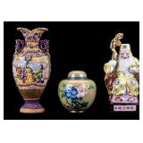 Asian Cloisonne, Glazed Vase, Painted Porcelain