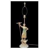 French Figural Painted Art Lamp
