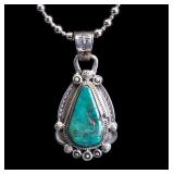 Native American Silver Turquoise Pendant