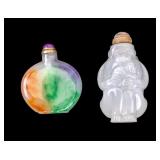 Multicolored Jade & Glass Monkey Snuff Bottles (2)
