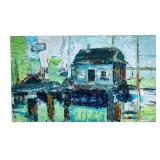 Impressionist Oil on Board, Home on the Water